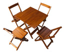 Conjunto Dobrável Mesa 70x70 Madeira Maciça, 4 Cadeiras - Cor: MEL