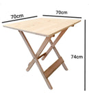 Conjunto Mesa Dobrável 70x70 de Madeira, 4 Cadeira - Cor: CRUA Natural