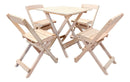 Conjunto Mesa Dobrável 70x70 de Madeira, 4 Cadeira - Cor: CRUA Natural