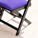 Conjunto Mesa Dobrável Madeira MAciça 70x70, 4 Cadeiras Estofadas - Cor: Preto/Roxo