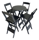 Conjunto Mesa Bistrô 4 Banqueta Alta Bar Encosto Em Madeira - PRETO
