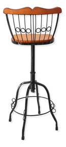 Conjunto Bistrô Redondo Ferro Mesa Tampo 70 Cm, 4 Banquetas Ferro E Madeira - Cor: Madeira Claro