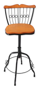 Conjunto Bistrô Redondo Ferro Mesa Tampo 70 Cm, 4 Banquetas Ferro E Madeira - Cor: Madeira Claro