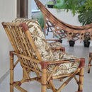 Conjunto Namoradeira, 2 Cadeiras Completo folhas verdes/Bege + 1 Mesa Centro + 4 Almofadas