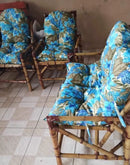 Conjunto Namoradeira, 2 Cadeiras Completo flor azul bonito + 1 Mesa Centro + 4 Almofadas