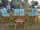 Conjunto Namoradeira, 2 Cadeiras Completo flor azul bonito + 1 Mesa Centro + 4 Almofadas