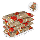 Conjunto Namoradeira, 2 Cadeiras Completo Folhas vermelhas/BEGE + 1 Mesa Centro + 4 Almofadas