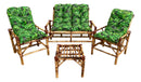 Conjunto Namoradeira, 2 Cadeiras Completo Folhas VERDE + 1 Mesa Centro + 4 Almofadas