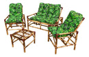 Conjunto Namoradeira, 2 Cadeiras Completo Folhas VERDE + 1 Mesa Centro + 4 Almofadas