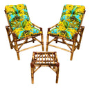 Conjunto Namoradeira, 2 Cadeiras Completa GRALHA AMARELA + 1 Mesa Centro + 4 Almofadas