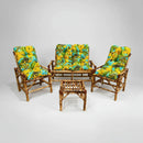 Conjunto Namoradeira, 2 Cadeiras Completa GRALHA AMARELA + 1 Mesa Centro + 4 Almofadas