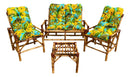 Conjunto Namoradeira, 2 Cadeiras Completa GRALHA AMARELA + 1 Mesa Centro + 4 Almofadas