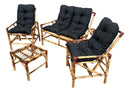 Conjunto Namoradeira, 2 Cadeiras Completo Cor: PRETO + 1 Mesa Centro + 4 Almofadas
