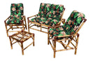 Conjunto Namoradeira, 2 Cadeiras Completo Folhagem + 1 Mesa Centro + 4 Almofadas