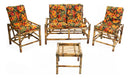 Conjunto Namoradeira, 2 Cadeiras folhas laranja + 1 Mesa Centro + 4 Almofadas