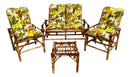 Conjunto Namoradeira, 2 Cadeiras Completo Lírio Amarelo + Mesa de centro + 4 Almofadas