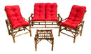 Conjunto Namoradeira, 2 Cadeiras Completo Rosa + Mesa de Centro + 4 Almofadas
