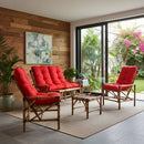 Conjunto Namoradeira, 2 Cadeiras Completo Rosa + Mesa de Centro + 4 Almofadas