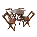 Conjunto Mesa Dobrável Madeira maciça 70x70 Personalizada Jack Daniel's + 4 Cadeiras - Marrom