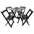 Conjunto Mesa Dobrável Madeira Maciça 70x70 com 4 Cadeiras - Personalizada Jack Daniels - Preta