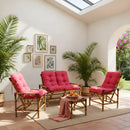 Conjunto Namoradeira, 2 Cadeiras Completo Rosa + Mesa de Centro + 4 Almofadas