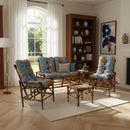 Conjunto Namoradeira, 2 Cadeiras Completo Orquídea AZUL + 1 Mesa Centro + 4 Almofadas