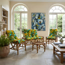 Conjunto Namoradeira, 2 Cadeiras Completa GRALHA AMARELA + 1 Mesa Centro + 4 Almofadas
